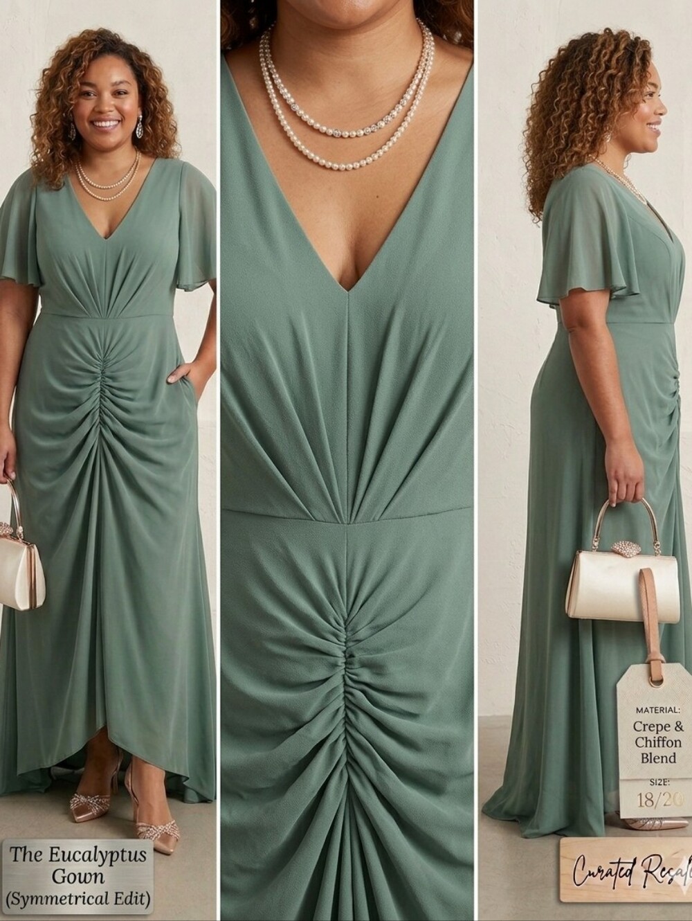 Elegant EUCALYPTUSGreen MOTHER OF THE BRIDE Or BRIDESMAID"S Dress